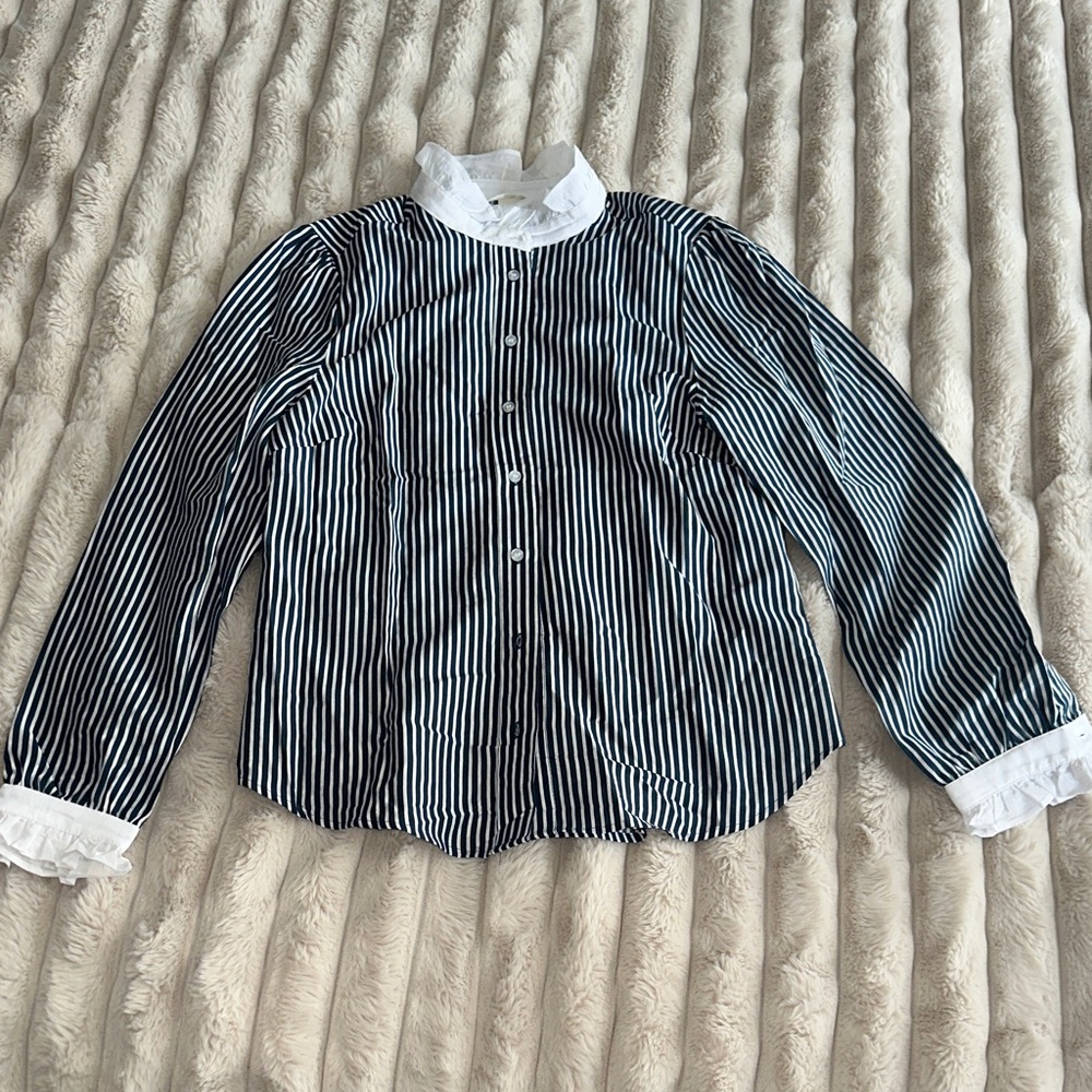 H&M Black and White Striped Blouse (New)
